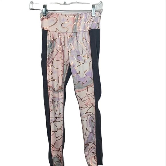 Justice Metallic Rose Gold/ Grey Leggings. Size 12. - Picture 1 of 9